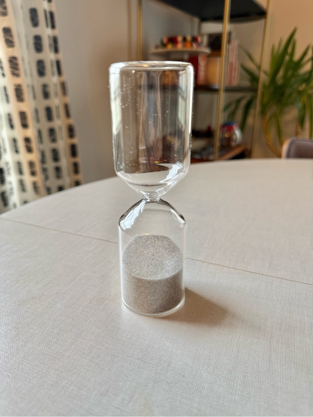 Clear Glass Hourglass with Silver Sand
